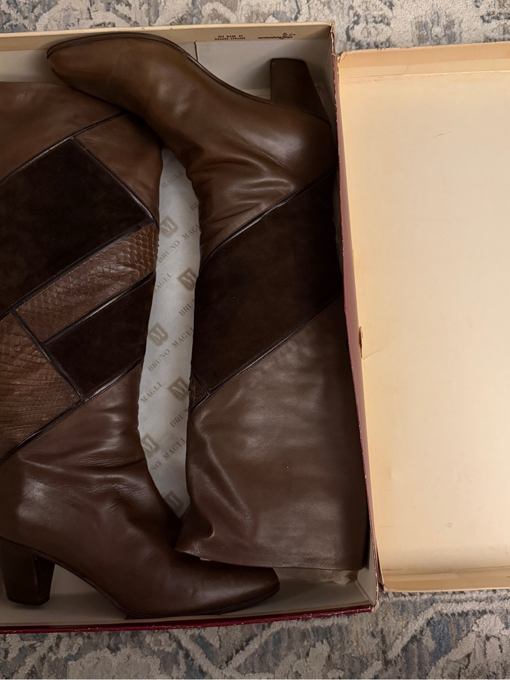 Women’s Vero Cuoio Brown Leather and Suede Mid-Calf Boots